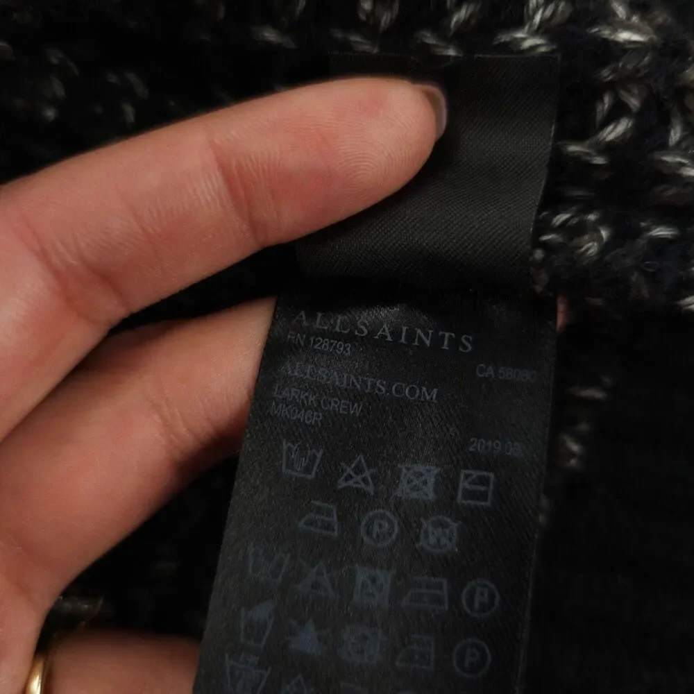 ALLSAINTS Wool Larkk Crew Sweater Chunky Knit Minimal Grunge Streetwear Indie